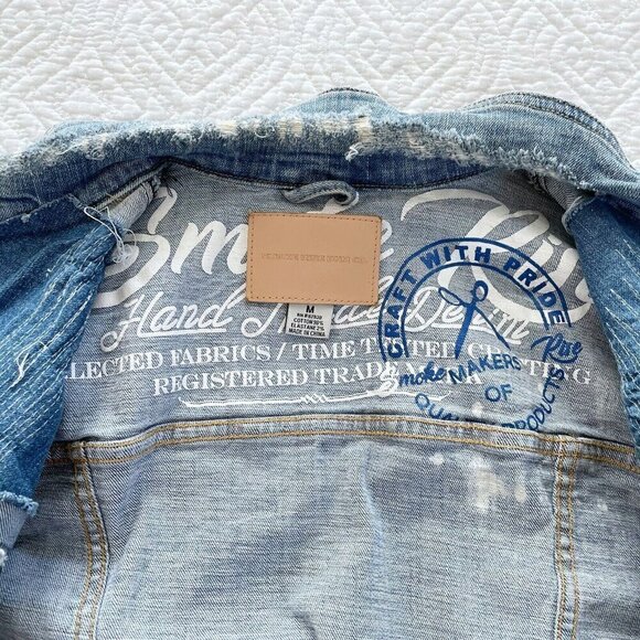 Smoke Rise Denim Men’s Sz M "Brush" Bleached Distressed Denim Jean Jacket - Picture 8 of 9